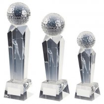 Crystal Golf Trophy with 3D Golf Image (In Presentation Case) | 240mm | S48