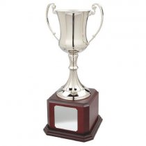 Nickel Plated Trophy Cup on Wood Base | 430mm | T.8607