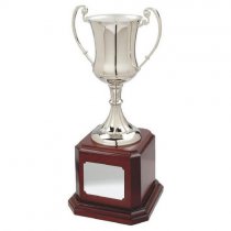 Nickel Plated Trophy Cup on Wood Base | 360mm | T.7564