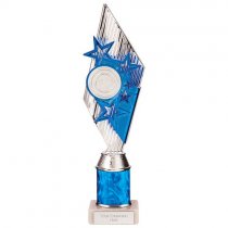 Pizzazz Plastic Tube Trophy | Silver & Blue | 325mm | S7