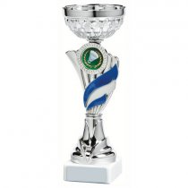 Foxie Silver & Blue Bowl Trophy | Metal Bowl | 190mm | S6