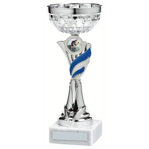 Foxie Silver & Blue Bowl Trophy | Metal Bowl | 245mm | S49