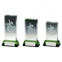 Jade Glass Golf Trophy with Green Base (In Presentation Case) | 100mm | S6