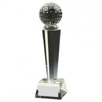 Crystal Column Golf Ball Trophy (In Presentation Case) | 240mm | S24