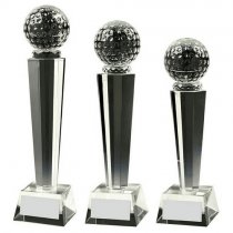 Crystal Column Golf Ball Trophy (In Presentation Case) | 240mm | S24