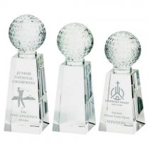 Crystal Golf Ball Column Trophy (In Presentation Case) | 160mm | S24