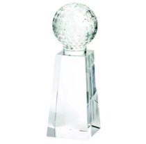 Crystal Golf Ball Column Trophy (In Presentation Case) | 170mm | S24