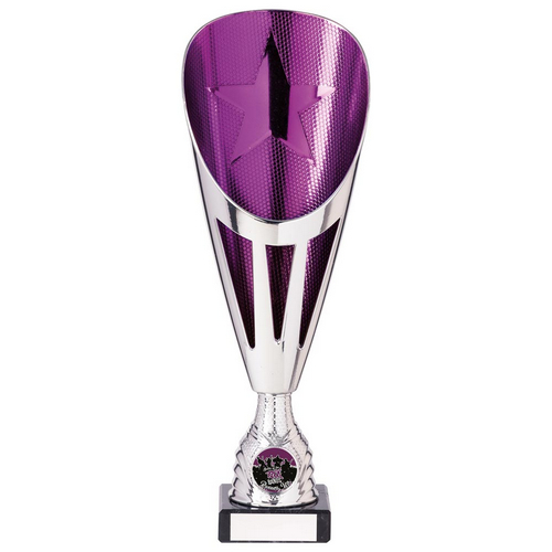 Rising Stars Deluxe Plastic Lazer Cup | Silver & Purple | 305mm | S24