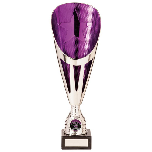 Rising Stars Deluxe Plastic Lazer Cup | Silver & Purple | 315mm | E4294C