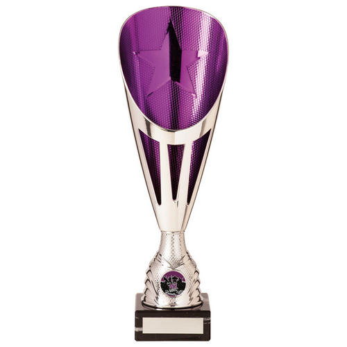 Rising Stars Deluxe Plastic Lazer Cup | Silver & Purple | 325mm | S7