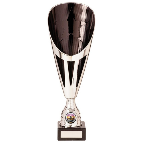 Rising Stars Deluxe Plastic Lazer Cup | Silver & Black | 315mm | S25