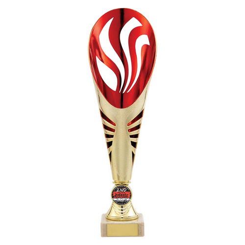 Supreme Plastic Trophy Cup | Gold & Red | 300mm | G7