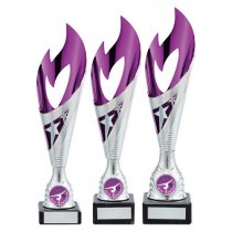 Inferno Plastic Laser Cut Trophy Cup | Silver & Purple | 265mm | S7