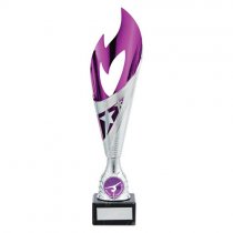 Inferno Plastic Laser Cut Trophy Cup | Silver & Purple | 275mm | S7