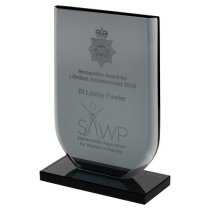 Shield Smoked Crystal Corporate Award |10mm thick | 140mm |