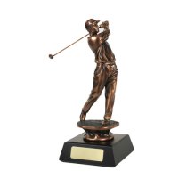 The Golfer Bronze Plated Golf Figurine | 343mm