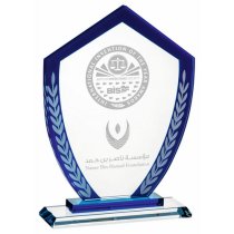Blue Edged Glass Trophy | 235mm | 10mm Thick