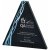Triangular Blue Glass Trophy | Black Background | 200mm | 20mm Thick - T4051