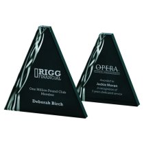 Triangular Silver Glass Trophy | Black Background | 160mm | 20mm Thick
