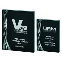 Rectangular Silver Glass Trophy | Black Background | 0mm | 20mm Thick