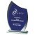Clear/Blue Glass Curve Trophy | 210mm | 10mm Thick - T3878