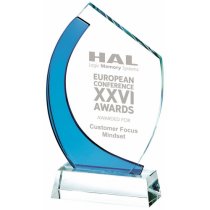 Blue/Clear Glass Trophy | 210mm | 10mm Thick