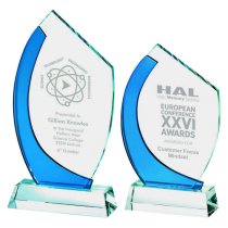 Blue/Clear Glass Trophy | 210mm | 10mm Thick
