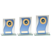 Azzuri Wave Multisport Mirror Glass Trophy | Blue & Silver | 125mm