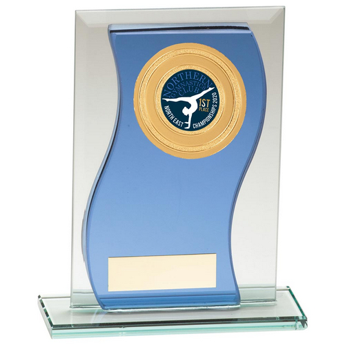 Azzuri Wave Multisport Mirror Glass Trophy | Blue & Silver | 145mm