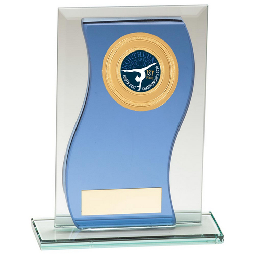 Azzuri Wave Multisport Mirror Glass Trophy | Blue & Silver | 165mm