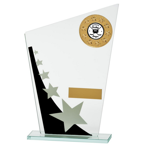 Mega Star Multisport Jade Glass Trophy | Black & Silver | 205mm