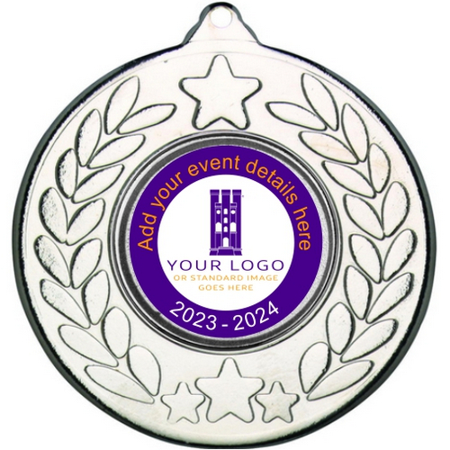 Personalised Stars and Wreath Medal | Silver | 50mm