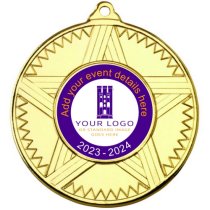 Personalised Striped Star Medal | Gold | 50mm