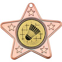 Badminton Star Shaped Medal | Bronze | 50mm