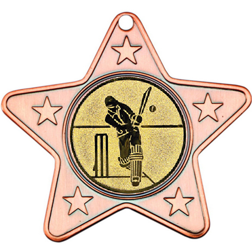 Cricket Star Shaped Medal | Bronze | 50mm