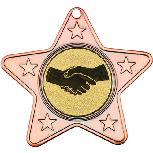 Handshake Star Shaped Medal | Bronze | 50mm