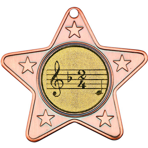 Music Star Shaped Medal | Bronze | 50mm