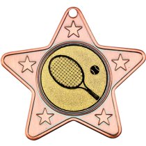 Tennis Star Shaped Medal | Bronze | 50mm