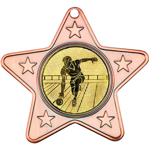 Ten Pin Star Shaped Medal | Bronze | 50mm