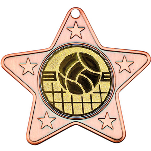 Volleyball Star Shaped Medal | Bronze | 50mm