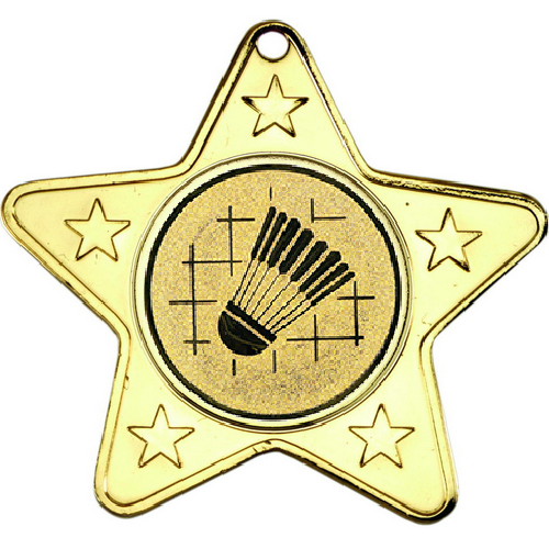 Badminton Star Shaped Medal | Gold | 50mm