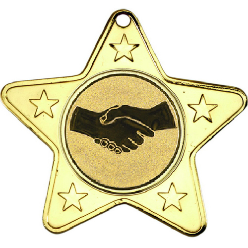 Handshake Star Shaped Medal | Gold | 50mm