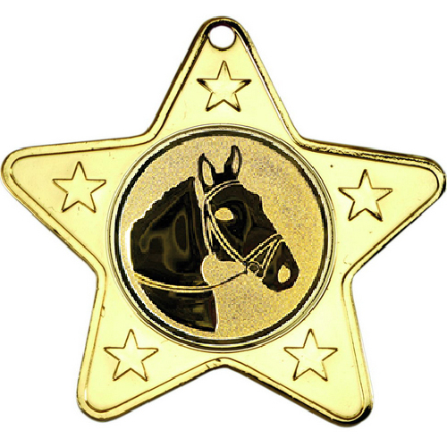 Horse Star Shaped Medal | Gold | 50mm