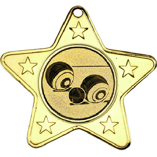 Lawn Bowls Star Shaped Medal | Gold | 50mm