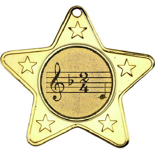 Music Star Shaped Medal | Gold | 50mm