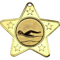 Swimming Star Shaped Medal | Gold | 50mm