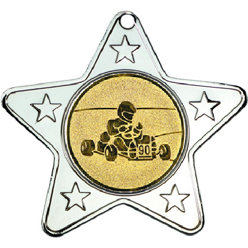 Go Kart Star Shaped Medal | Silver | 50mm