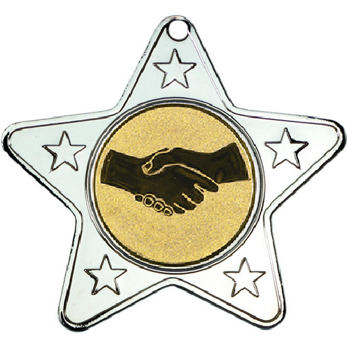 Handshake Star Shaped Medal | Silver | 50mm