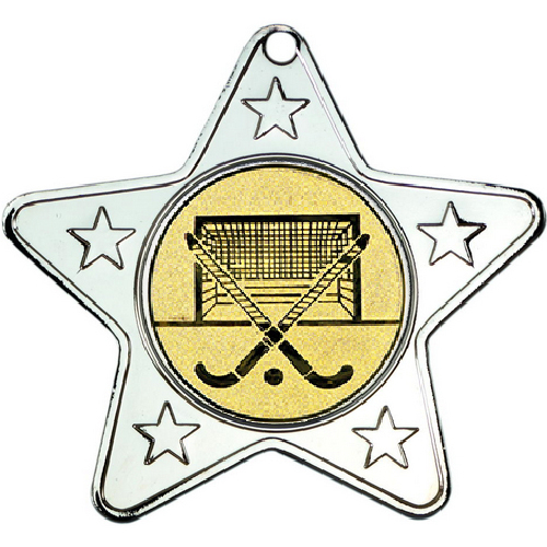 Hockey Star Shaped Medal | Silver | 50mm