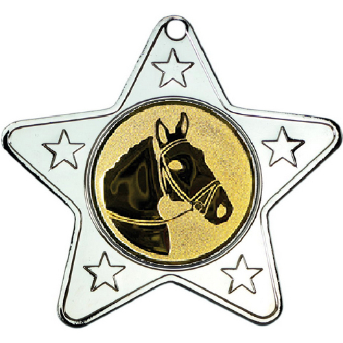 Horse Star Shaped Medal | Silver | 50mm